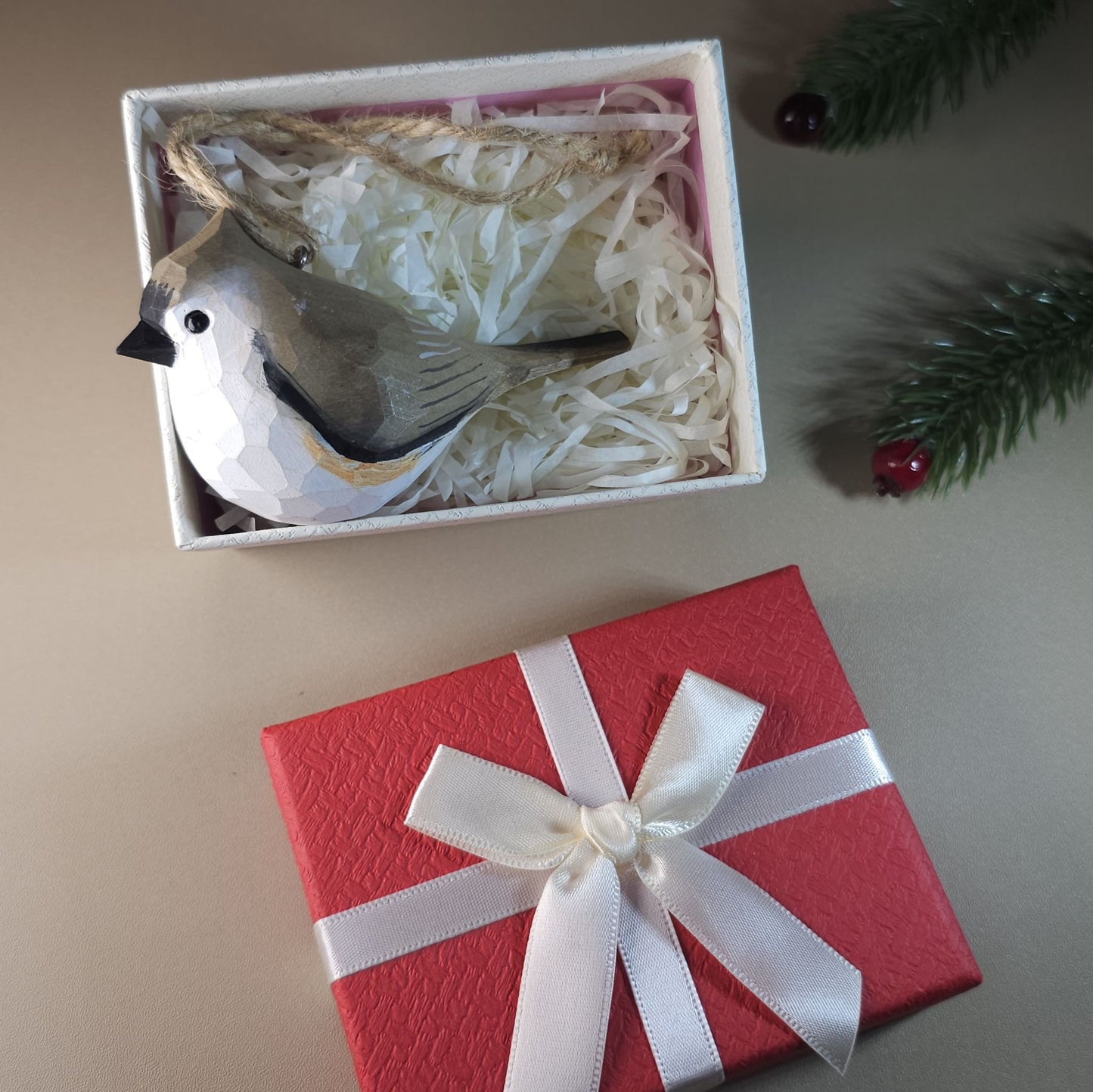 Vogel hangende ornamenten met geschenkdoosset