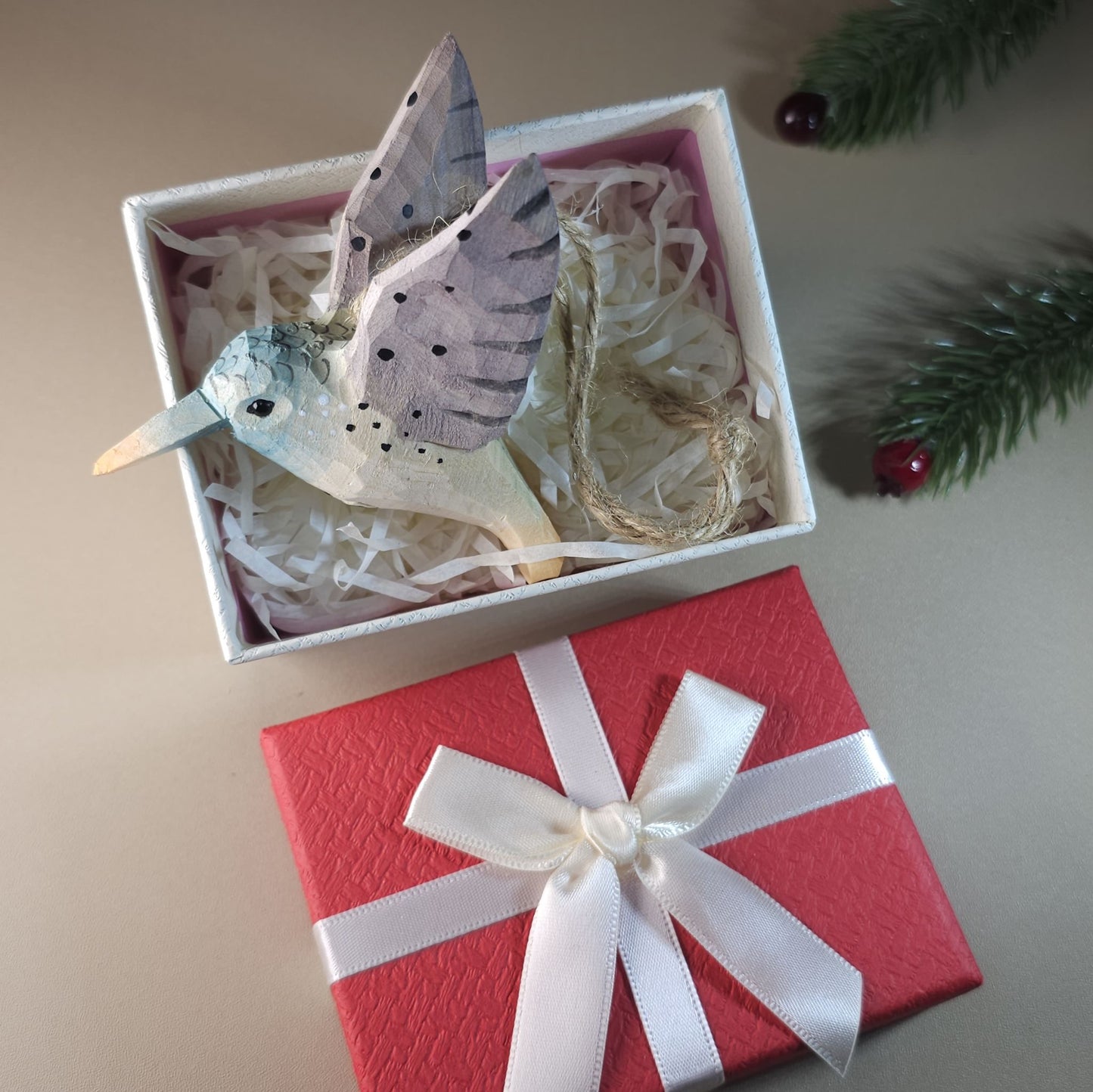 Vogel hangende ornamenten met geschenkdoosset