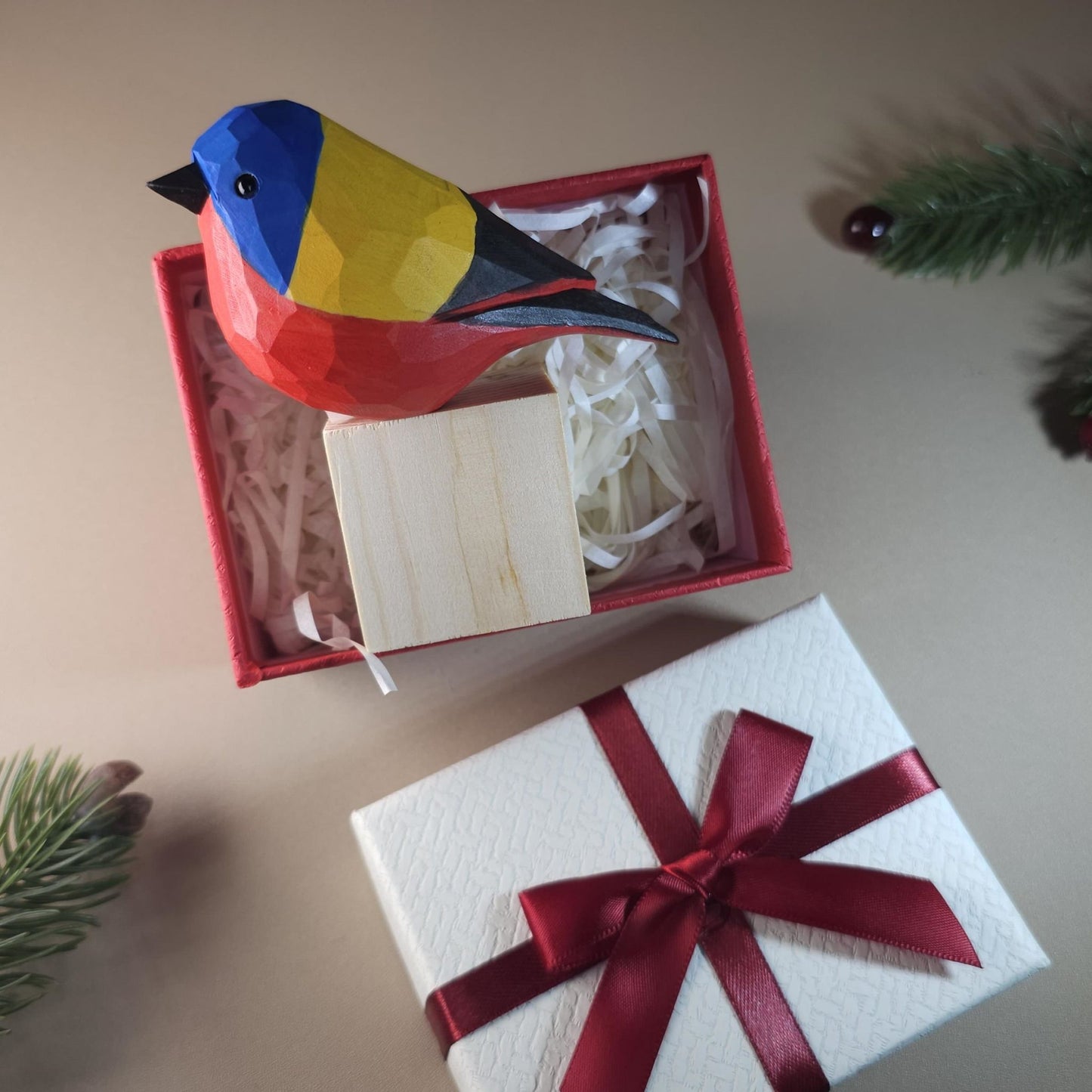 Vogelbeeldje met geschenkdoosset