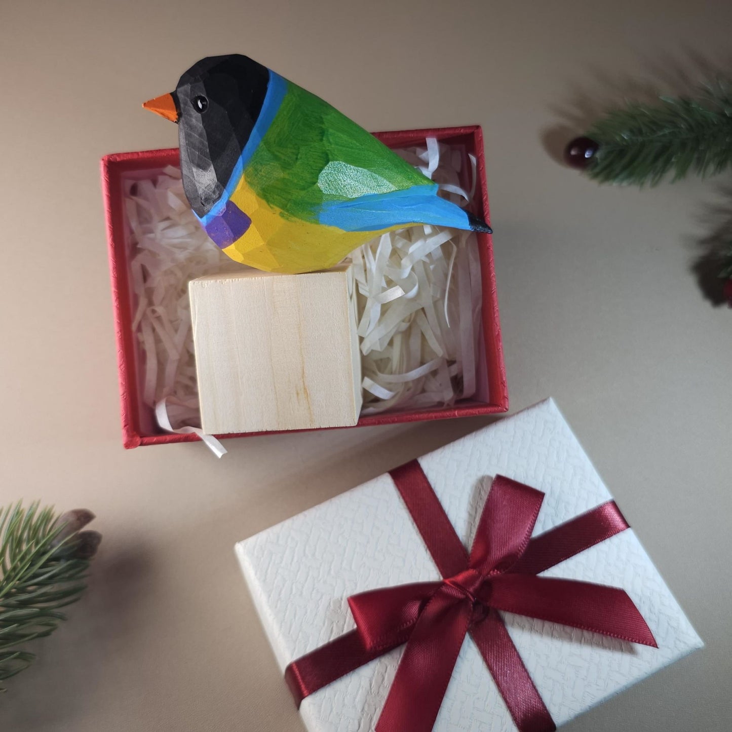 Vogelbeeldje met geschenkdoosset