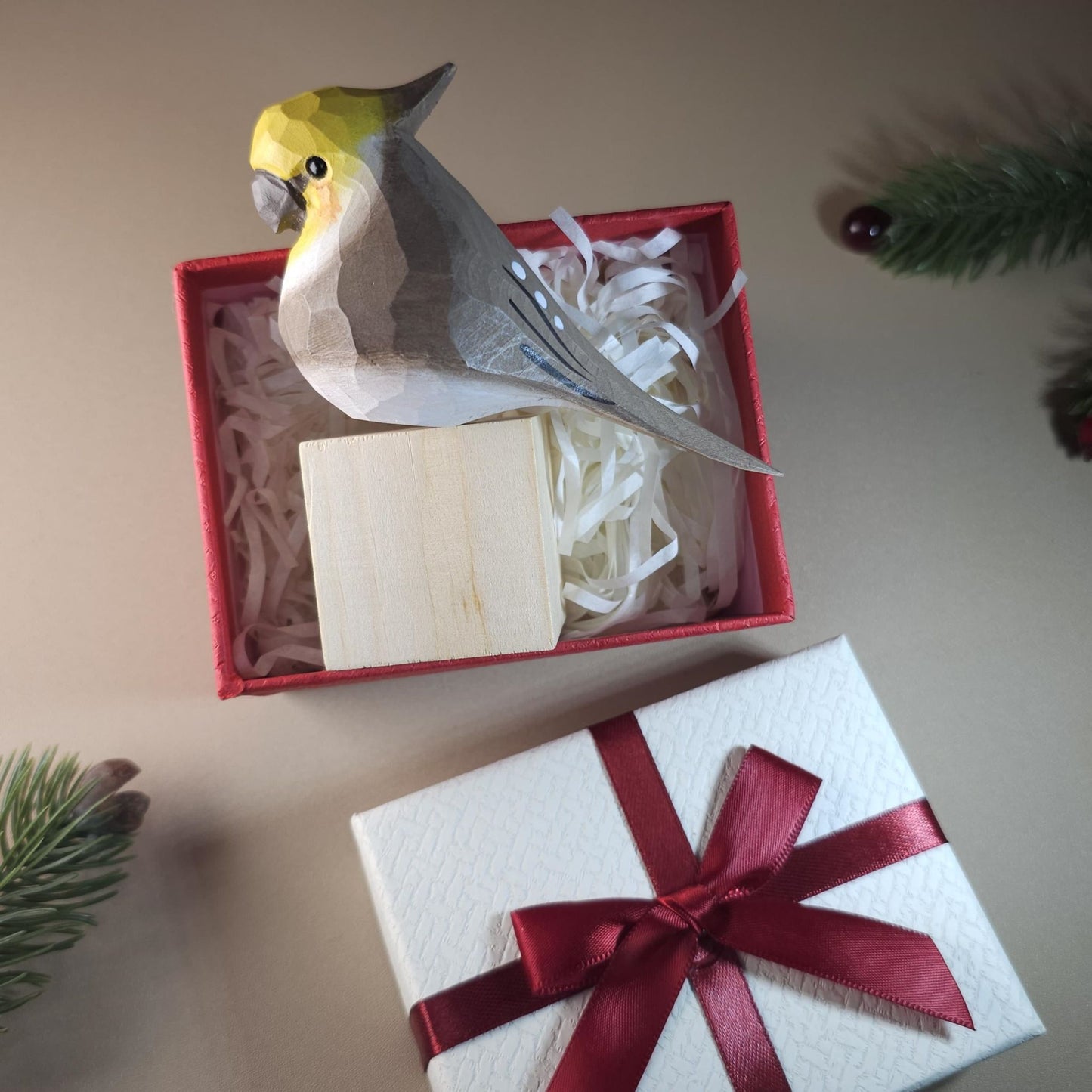 Vogelbeeldje met geschenkdoosset