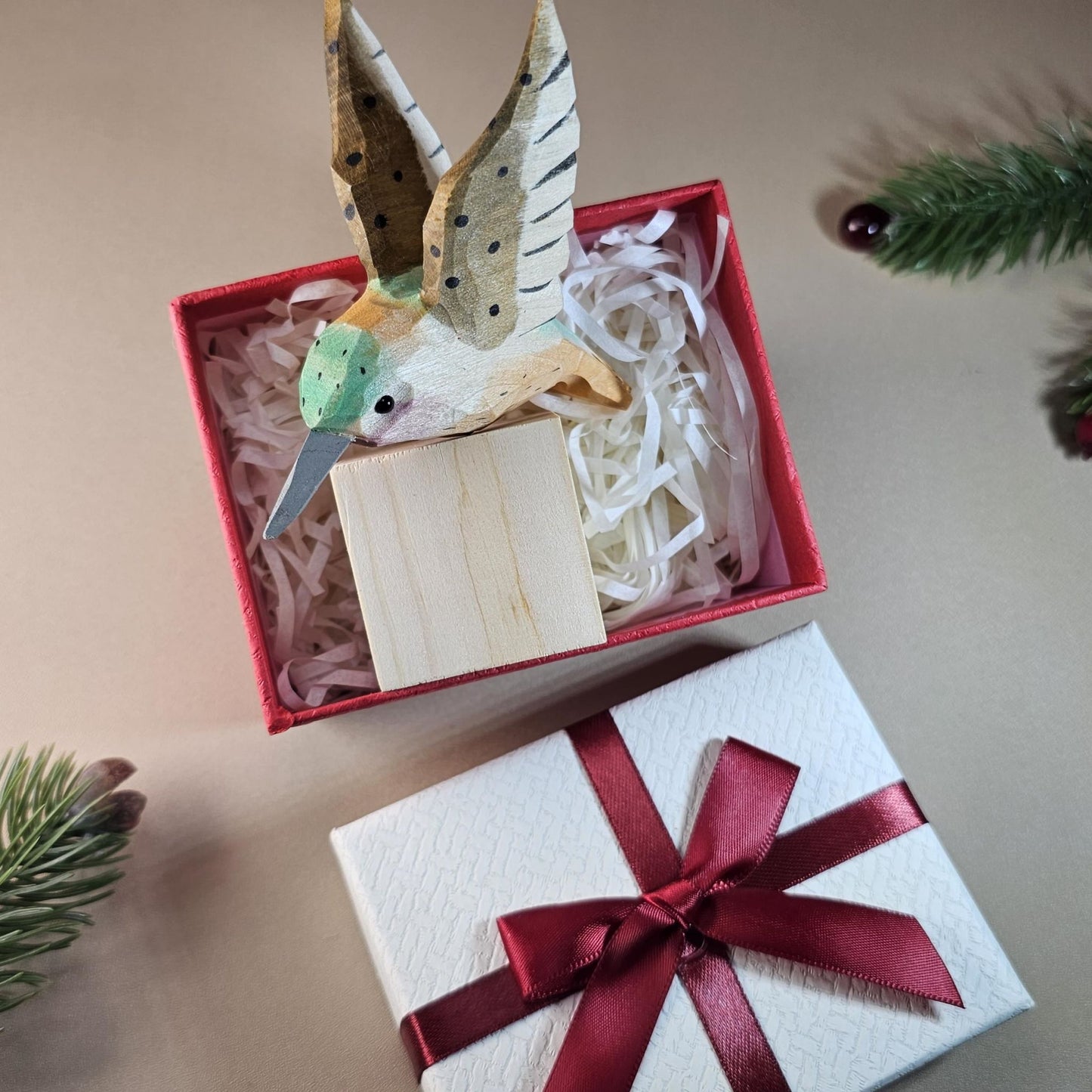 Vogelbeeldje met geschenkdoosset