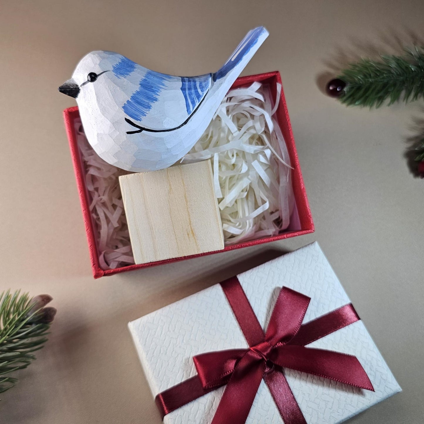 Vogelbeeldje met geschenkdoosset