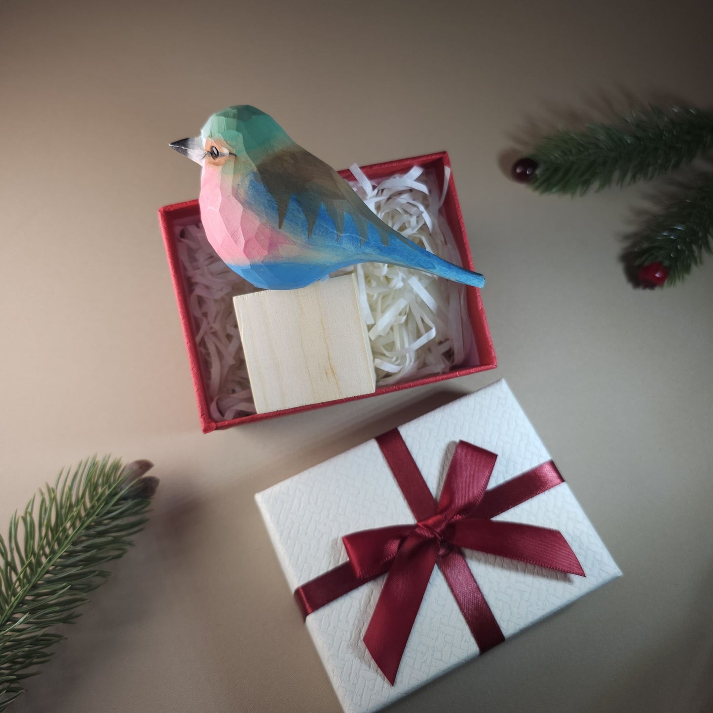 Vogelbeeldje met geschenkdoosset