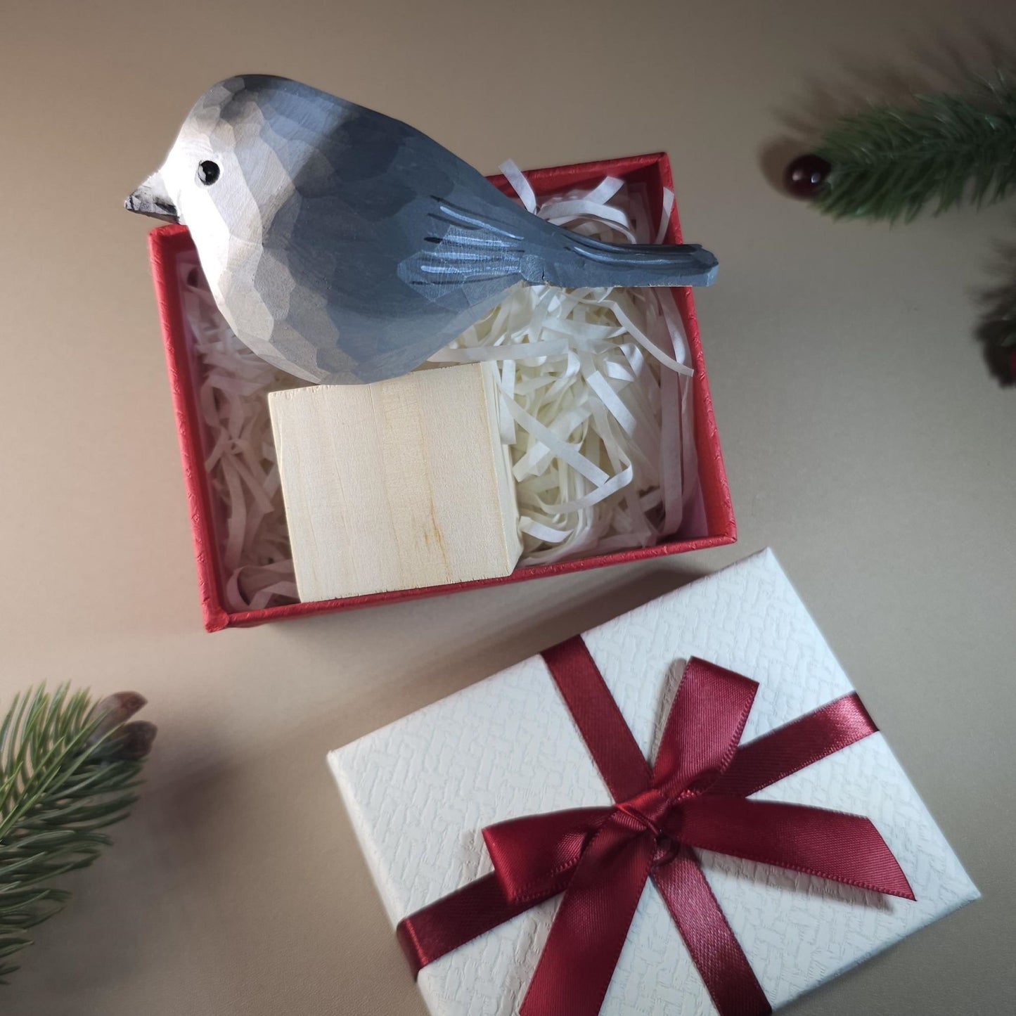 Vogelbeeldje met geschenkdoosset