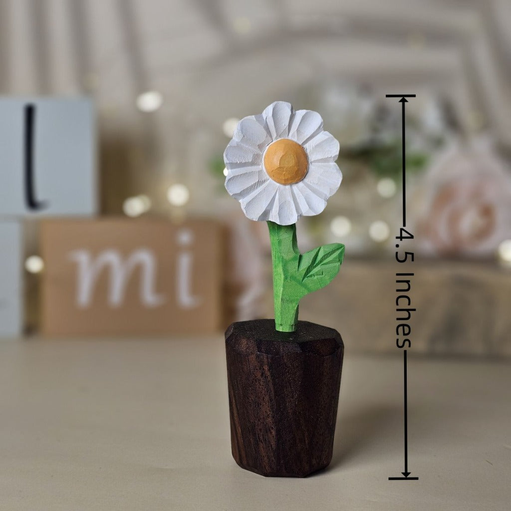 Handcrafted Daisy Wooden Sculpture