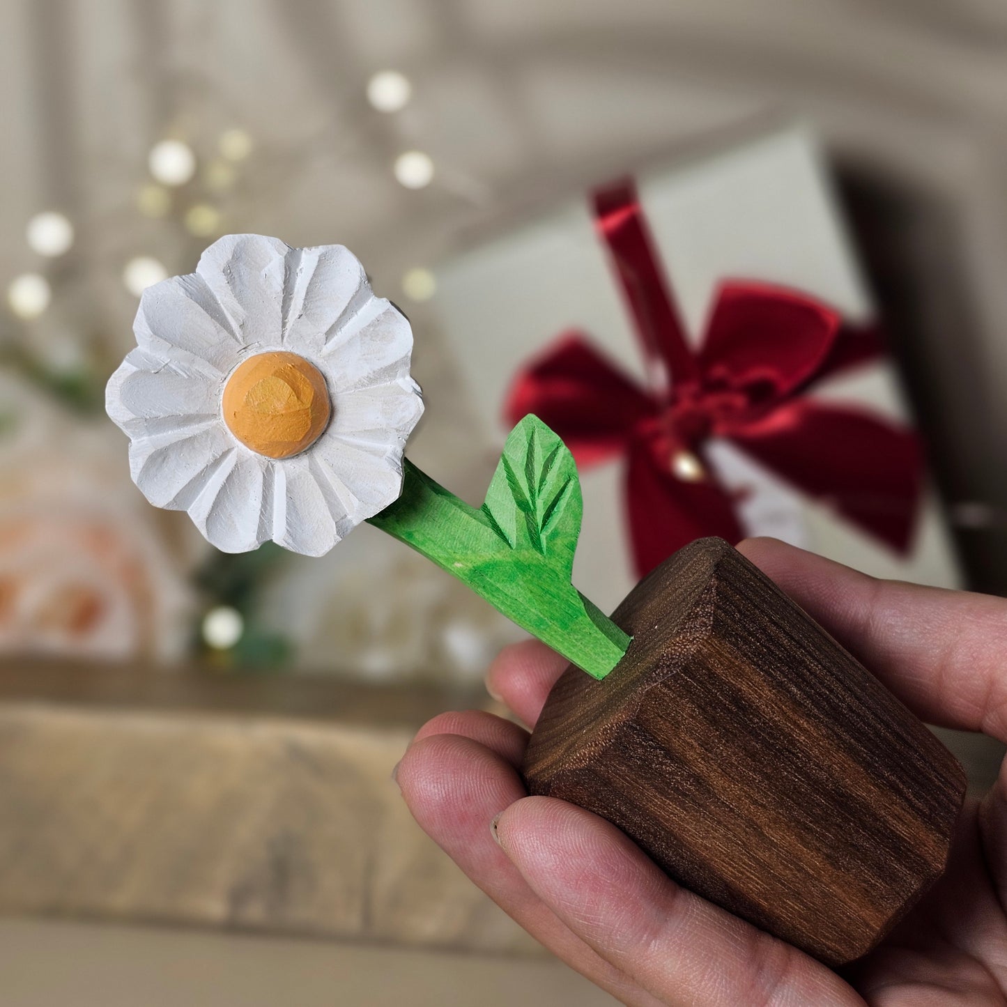 Handcrafted Daisy Wooden Sculpture