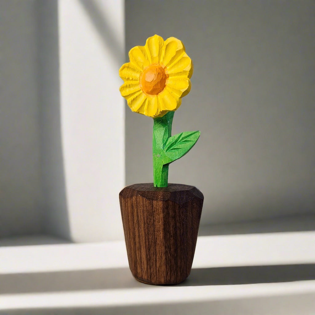 Handcrafted Daisy Wooden Sculpture