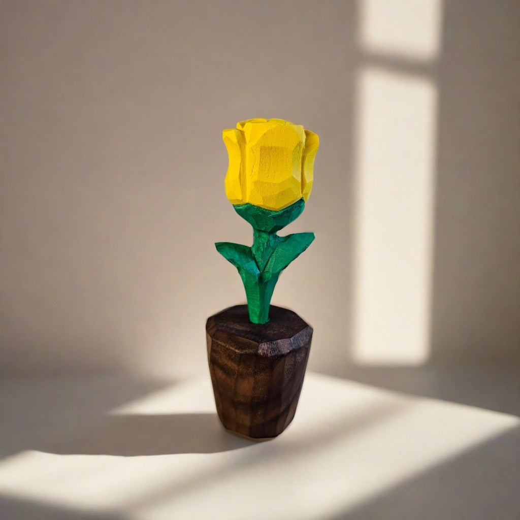 Sculpture en bois de rose peinte à la main dans un élégant coffret cadeau