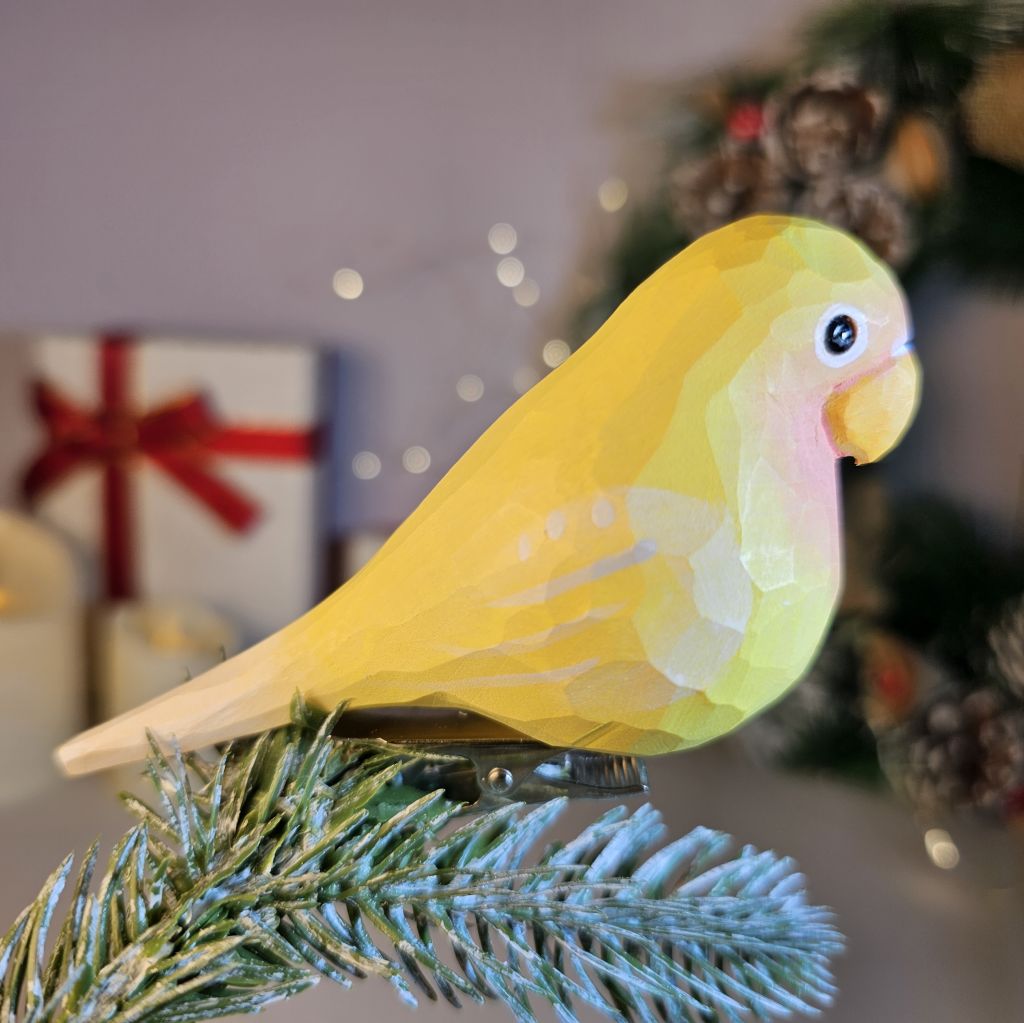 インコの木製クリップ式クリスマスツリーオーナメント