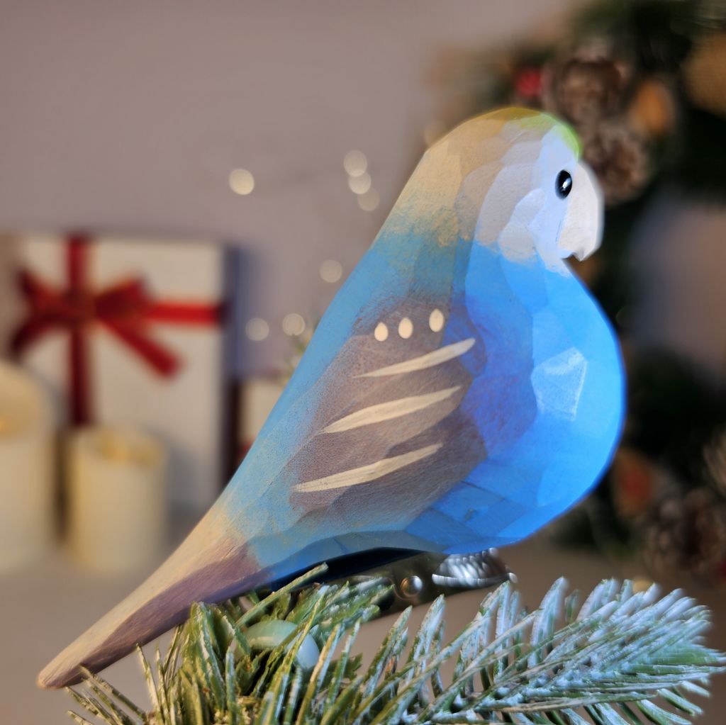 インコの木製クリップ式クリスマスツリーオーナメント