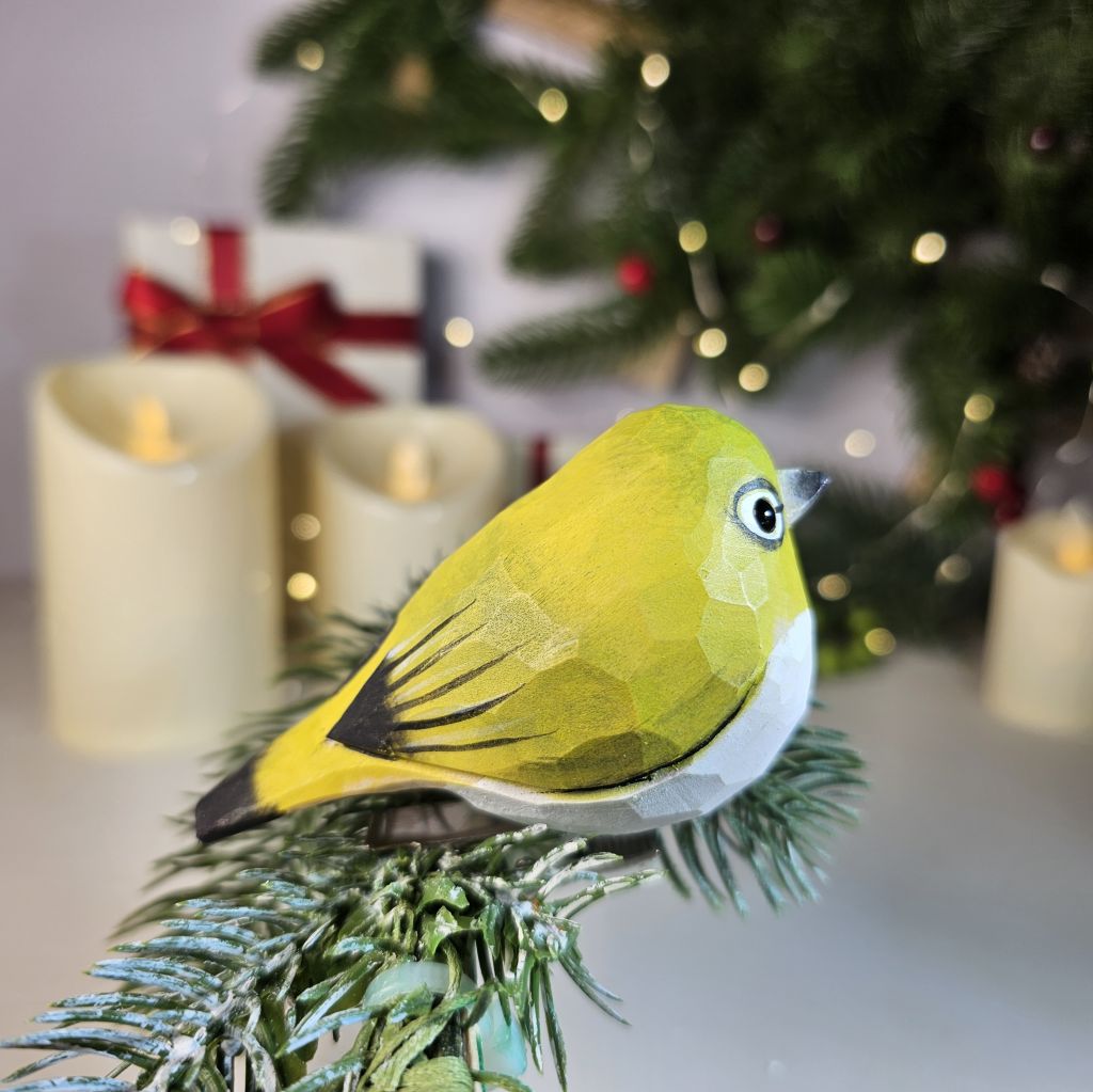 White-eyes Wooden Clip-on Christmas Tree Ornament