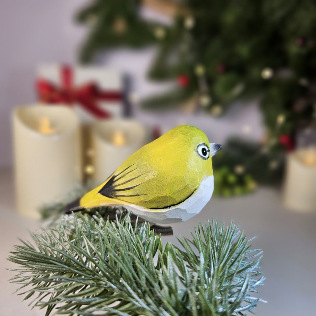 White-eyes Wooden Clip-on Christmas Tree Ornament