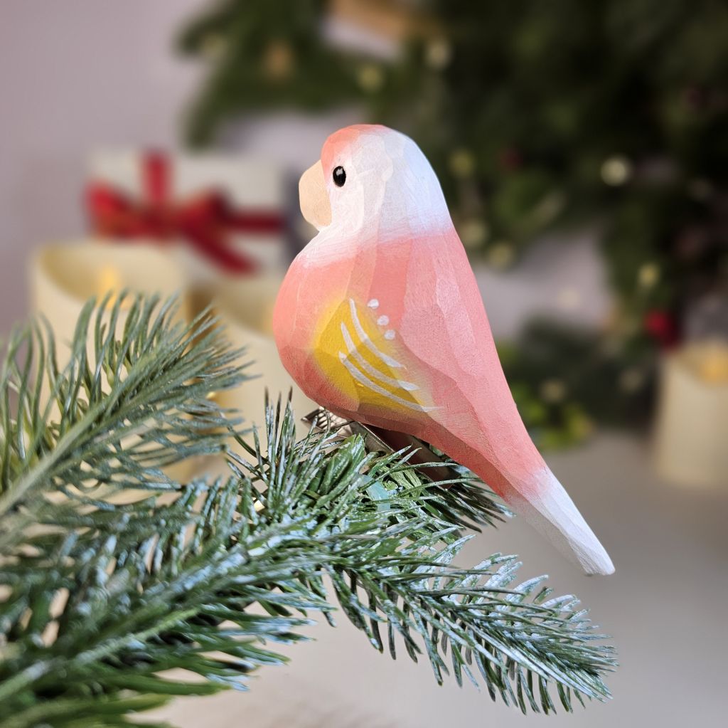 インコの木製クリップ式クリスマスツリーオーナメント