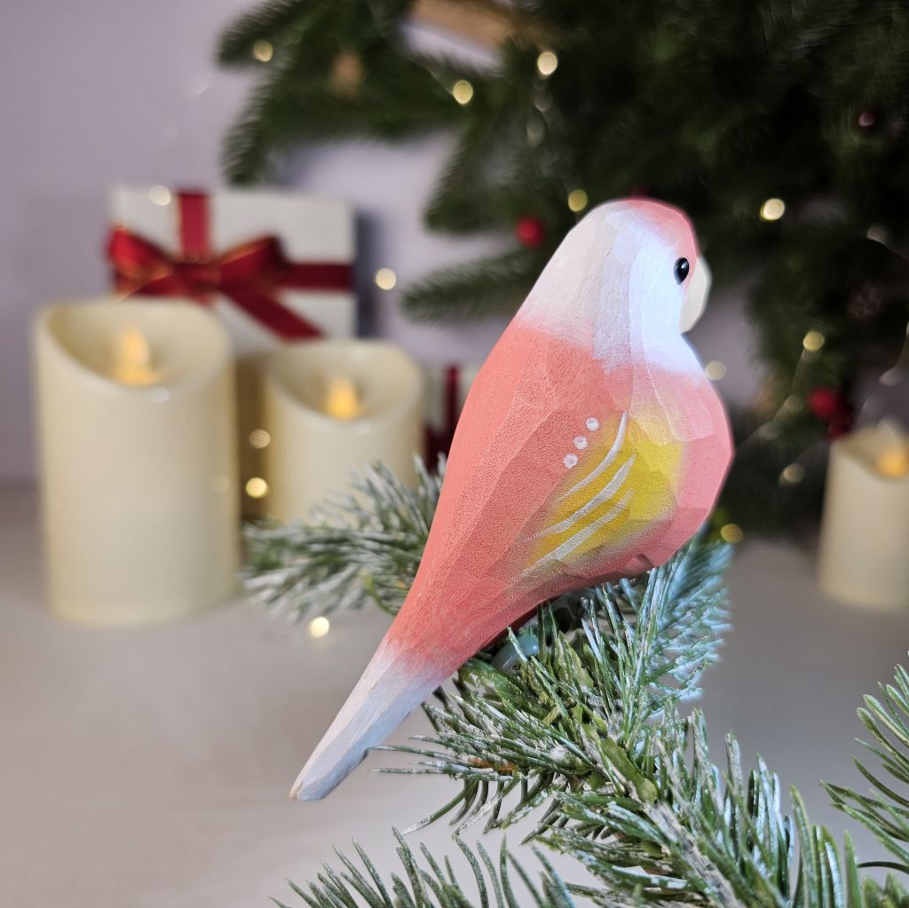 インコの木製クリップ式クリスマスツリーオーナメント