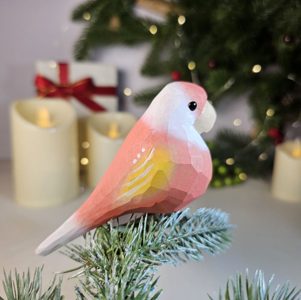 インコの木製クリップ式クリスマスツリーオーナメント