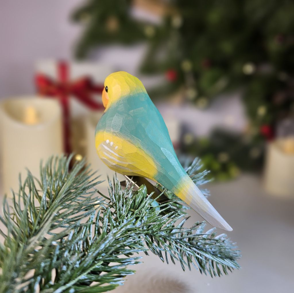 Parakeet Wooden Clip-on Christmas Tree Ornament