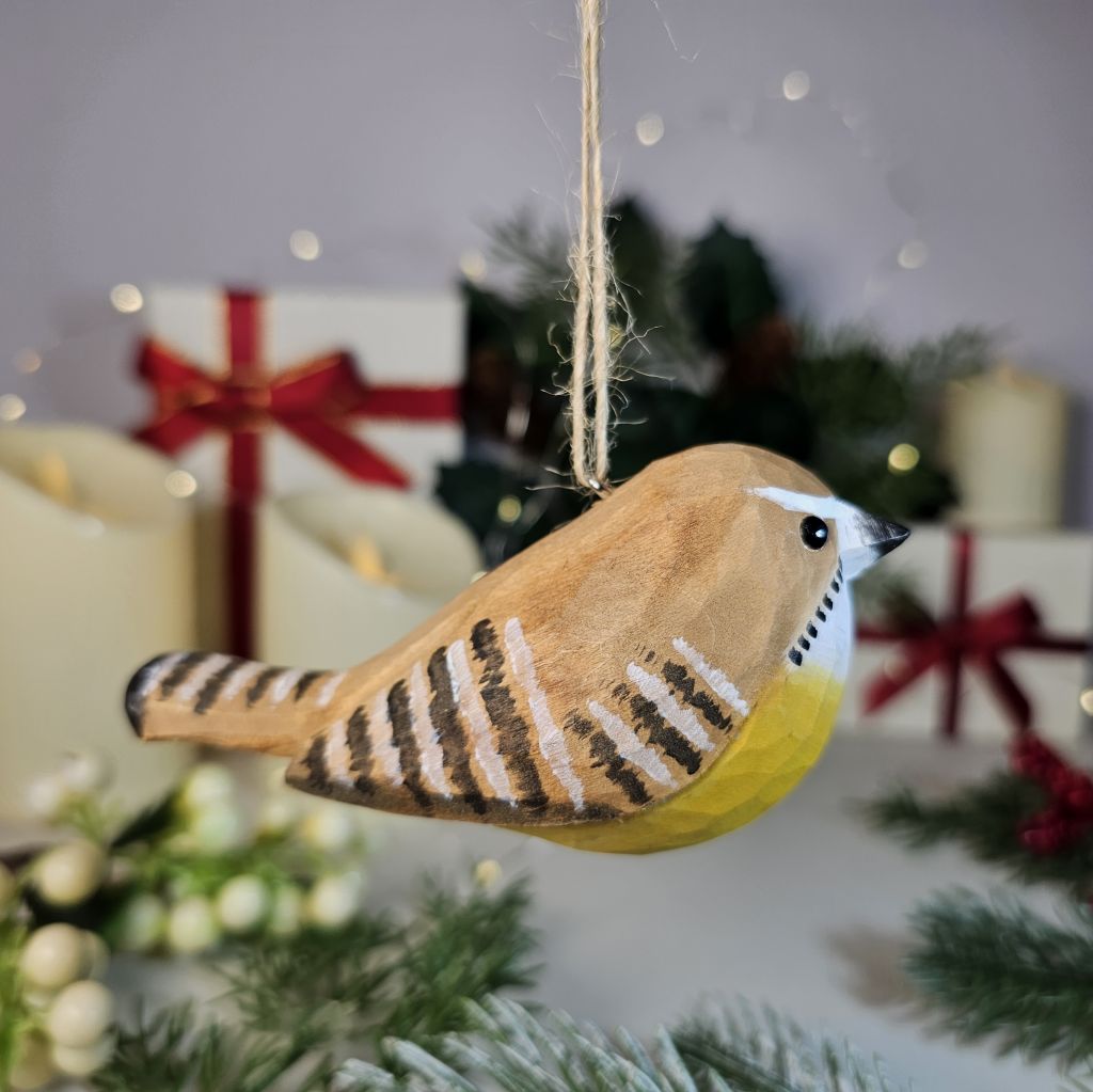 Carolina Wren Wooden Christmas Tree Ornament