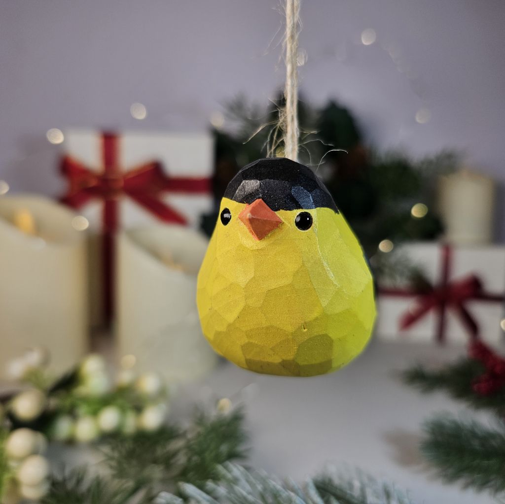 American Goldfinch Wooden Hanging Christmas Tree Ornament