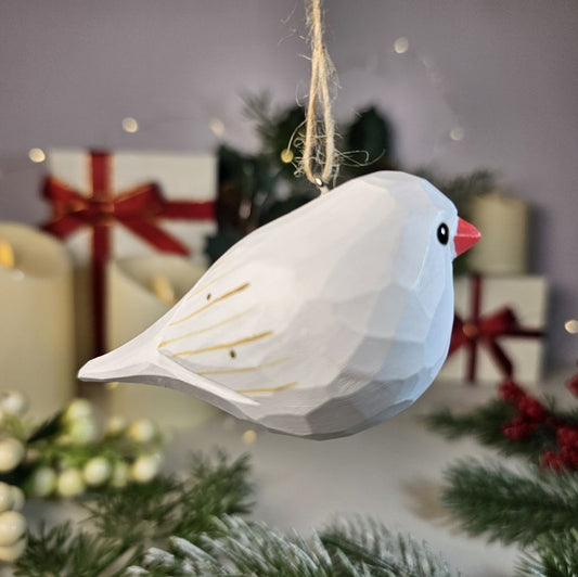 Zebra Finch Wooden Christmas Tree Ornament