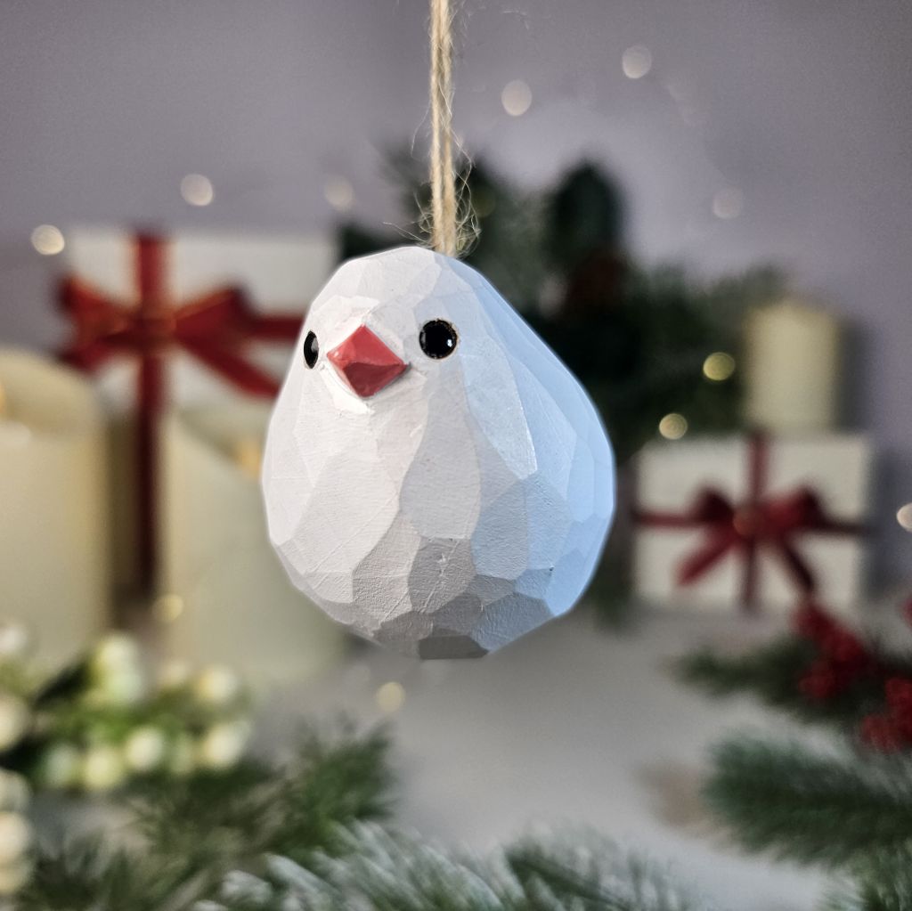 Zebra Finch Wooden Christmas Tree Ornament