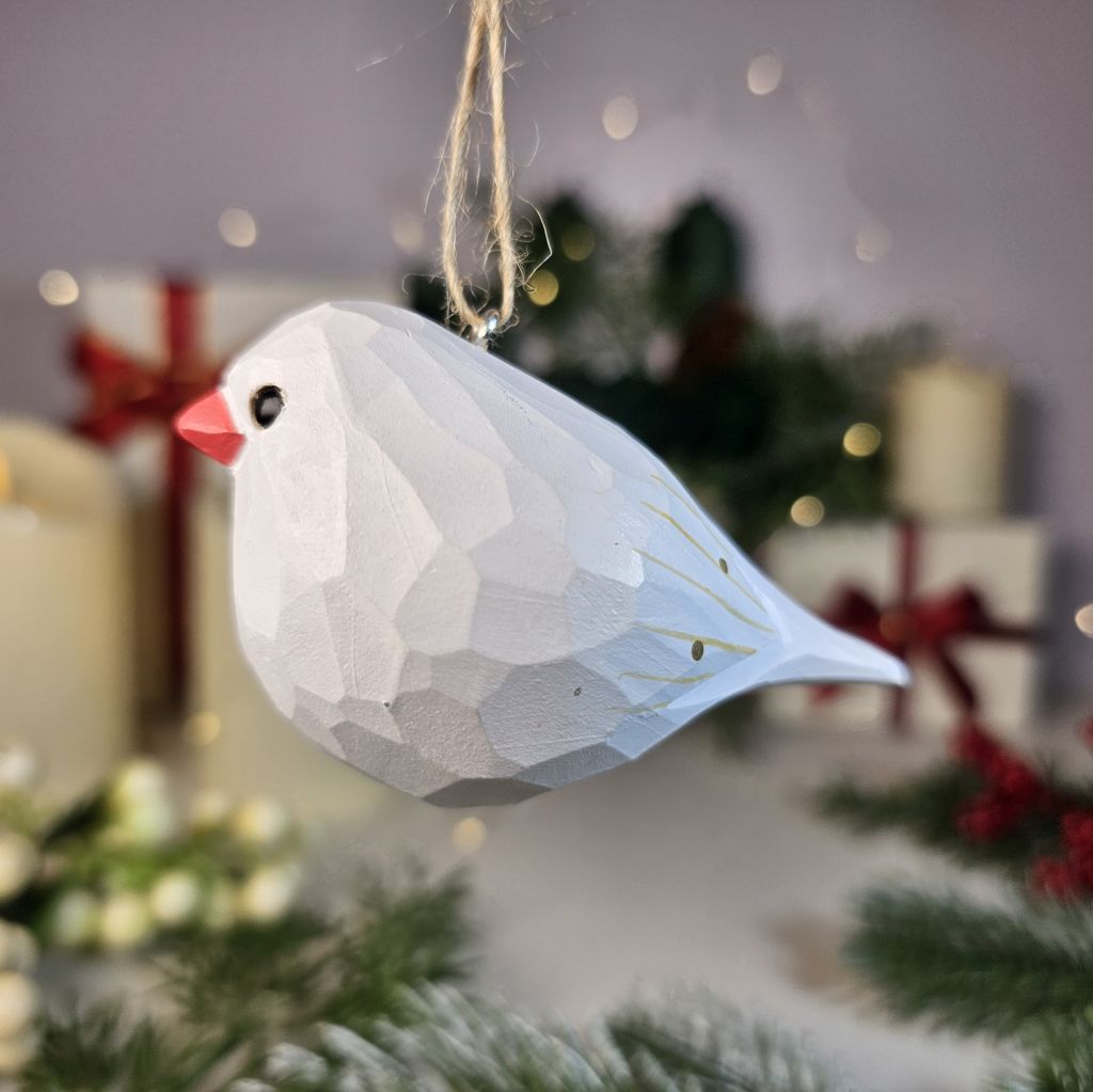 Zebra Finch Wooden Christmas Tree Ornament