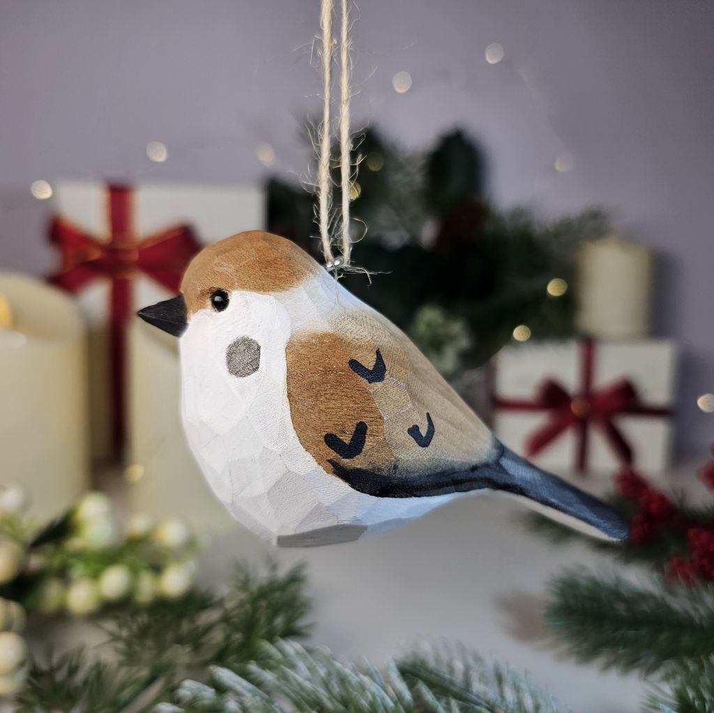 Sparrow Wooden Christmas Tree Ornament