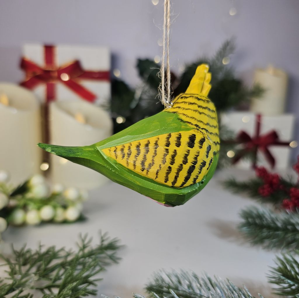 Budgerigar Wooden Christmas Tree Ornament