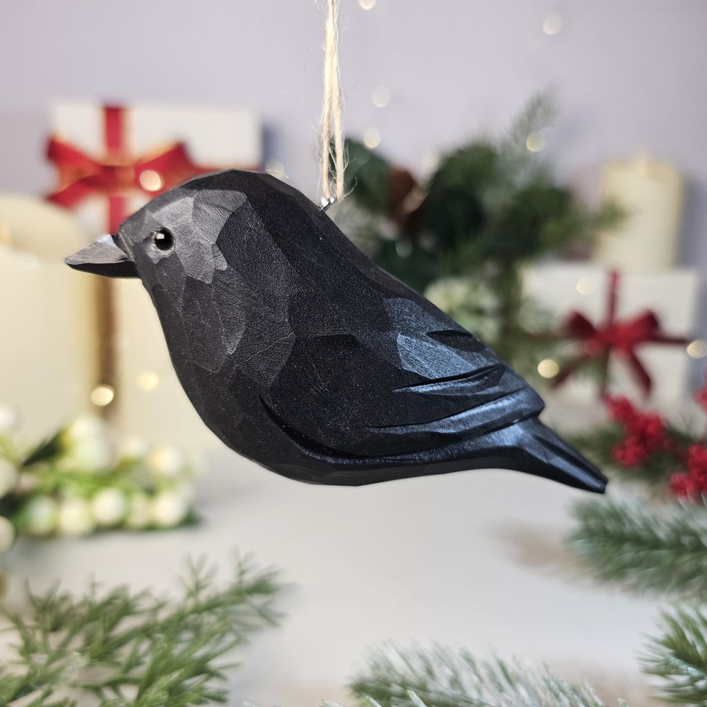 カラス木製クリスマスツリーオーナメント