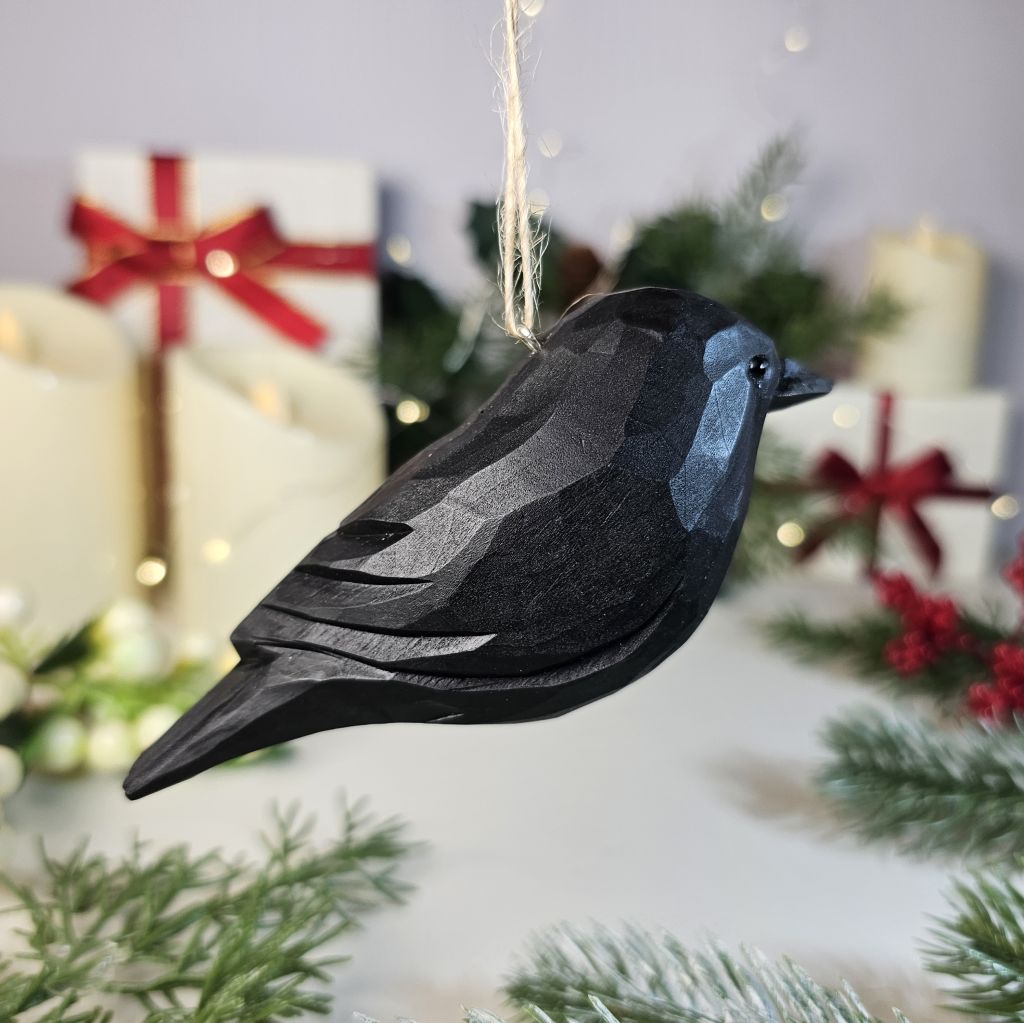 カラス木製クリスマスツリーオーナメント