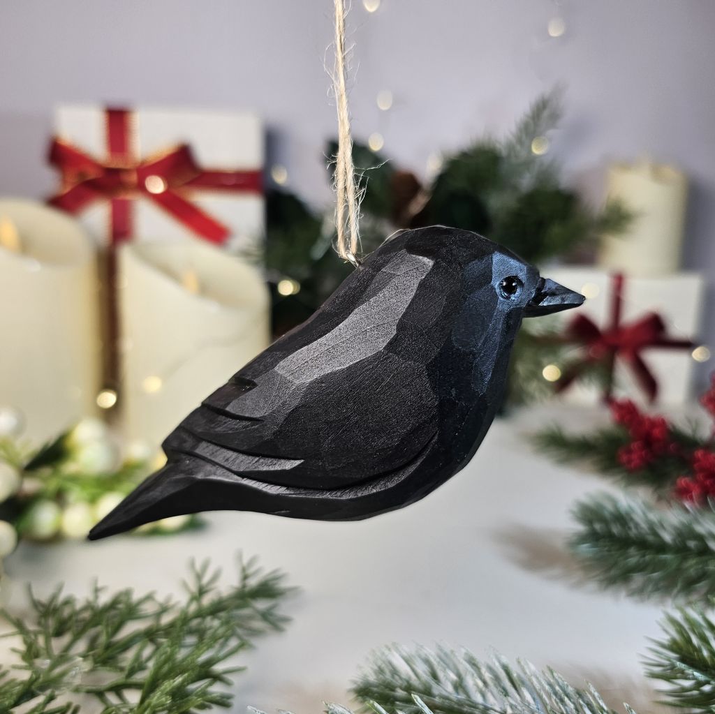 カラス木製クリスマスツリーオーナメント