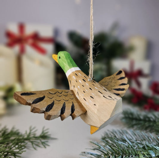 Mallard Hanging Wooden Christmas Tree Ornament