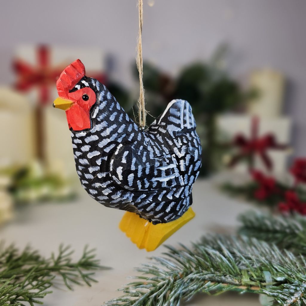 Chicken Wooden Christmas Tree Ornament