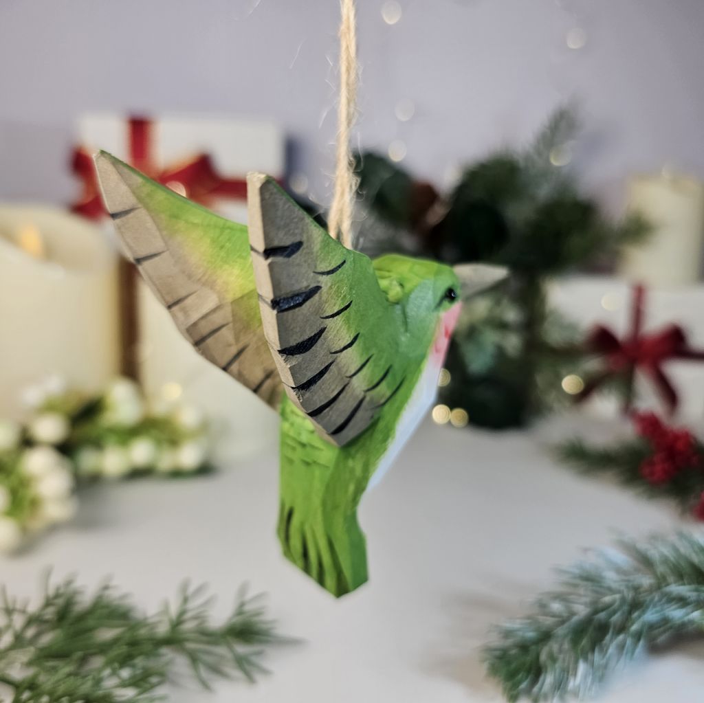 Hummingbird Hanging Painted Wood Bird Ornaments