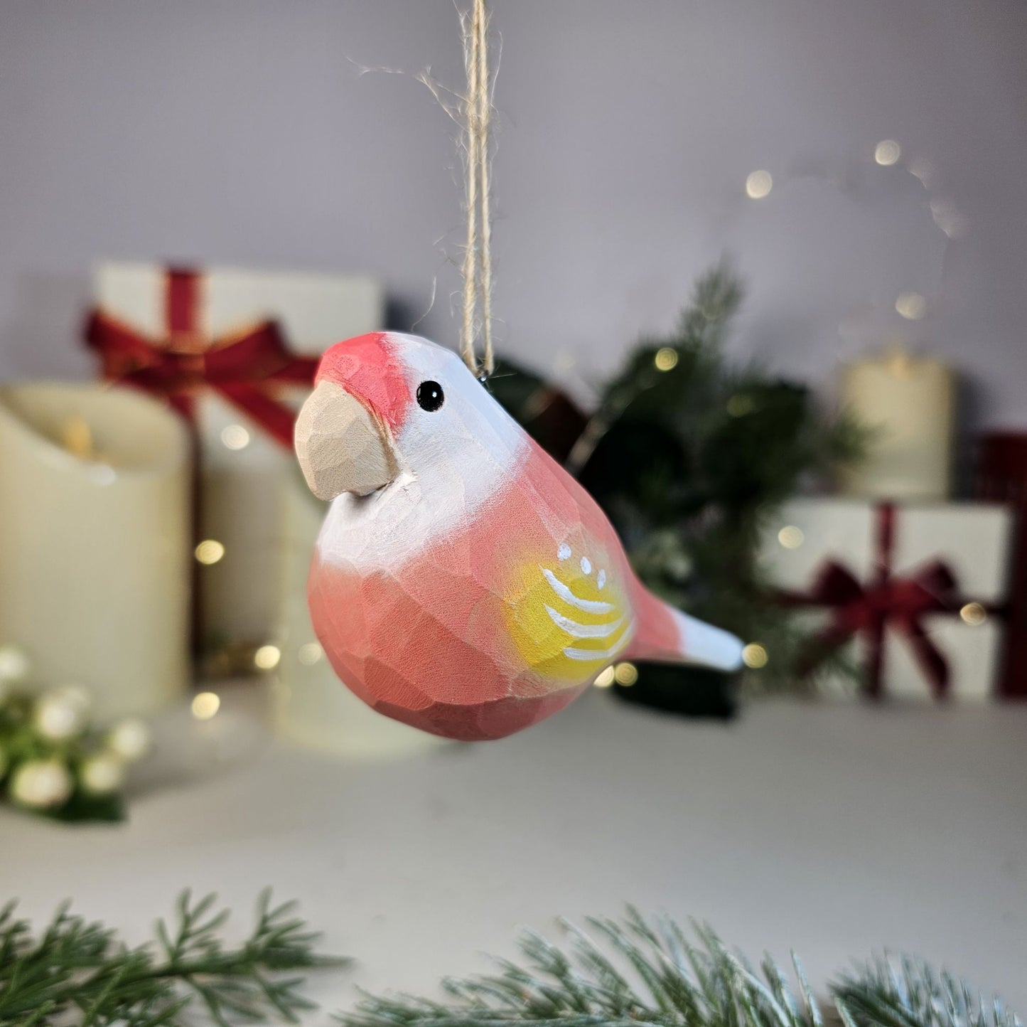 インコの木製クリスマスツリーオーナメント