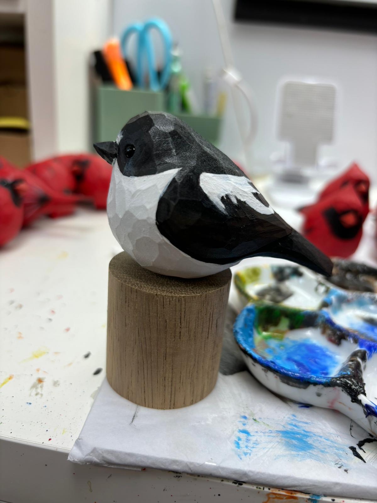 European Pied Flycatcher Figurine