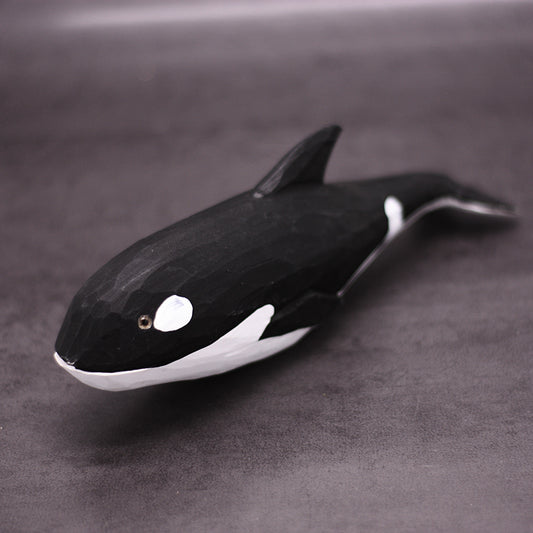 Hand-Painted Orca Killer Whale Wood Figurine - Exquisite Craftsmanship