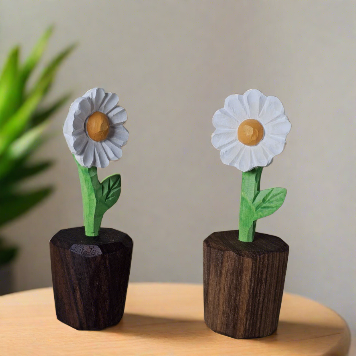 Handcrafted Daisy Wooden Sculpture