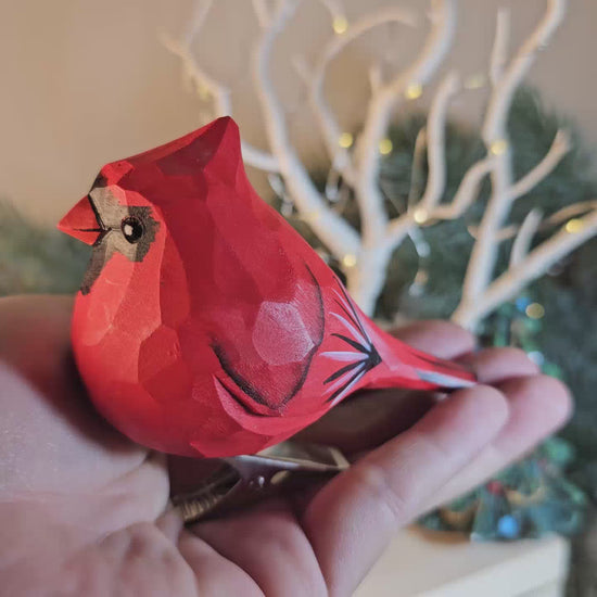 Cardinal Male Clip-on Bird Ornament 