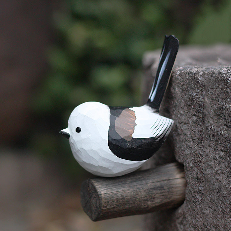 Langstaart-Tit-V2 houten vogelbeeldje met de hand gesneden geschilderd