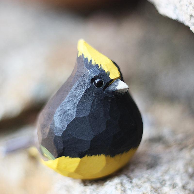 Sultan tit Bird Figurine Hand Carved Painted Wooden - paintedbird.shop