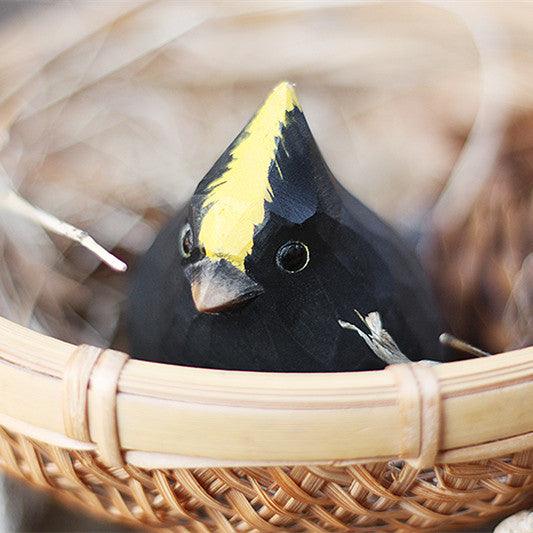 Sultan tit Bird Figurine Hand Carved Painted Wooden - paintedbird.shop