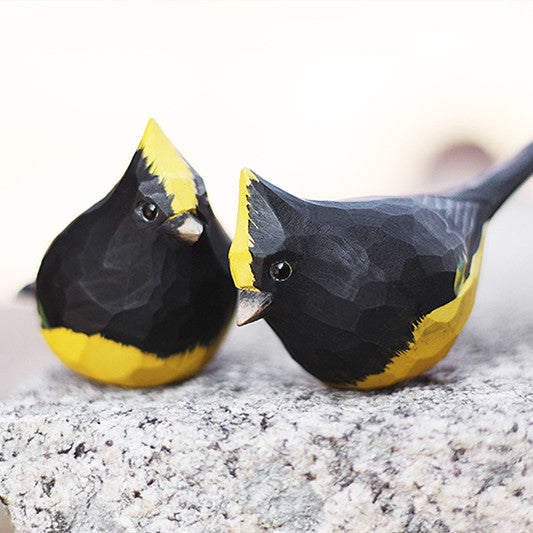 Sultan tit Bird Figurine Hand Carved Painted Wooden - paintedbird.shop