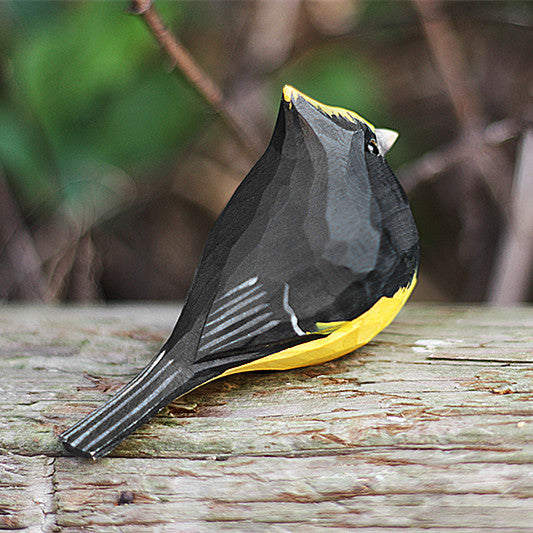 Sultan tit Bird Figurine Hand Carved Painted Wooden - paintedbird.shop