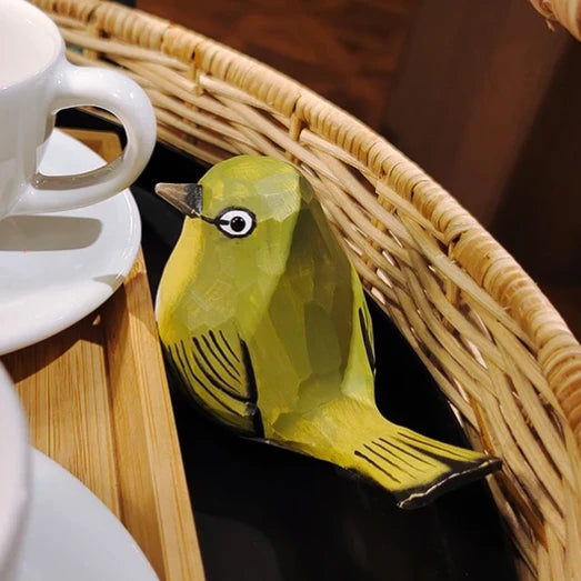 White-Eyes Sculpted Hand-Painted Bird Figure