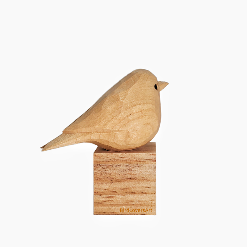 D007 Unfinished Wood Bird Hand Carved - paintedbird.shop