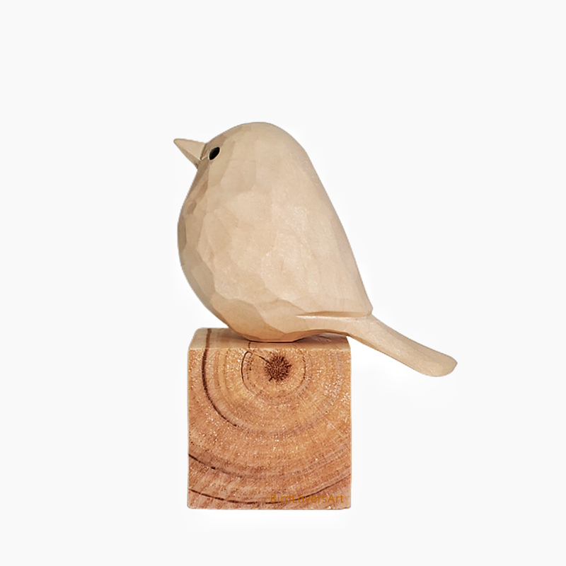 G019 Unfinished Wood Bird Hand Carved - paintedbird.shop