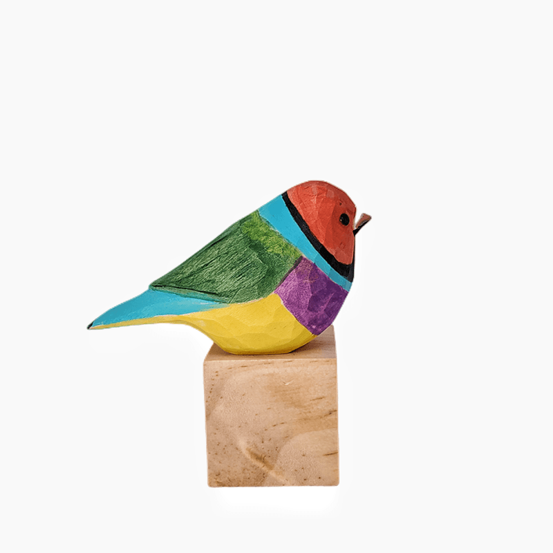 Gouldian Finch Wooden Hand Carved Painted Bird Ornaments - paintedbird.shop