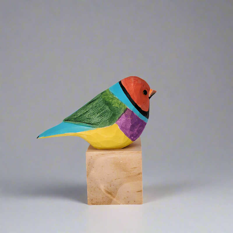 Gouldian Finch Wooden Hand Carved Painted Bird Ornaments - paintedbird.shop