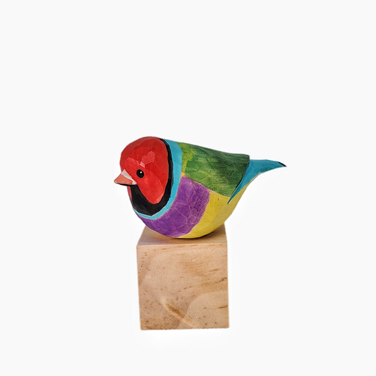 Gouldian Finch Wooden Hand Carved Painted Bird Ornaments